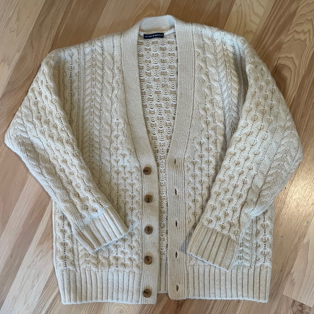 BRANDY MELVILLE Cream Wool Cable Cardigan, size M
